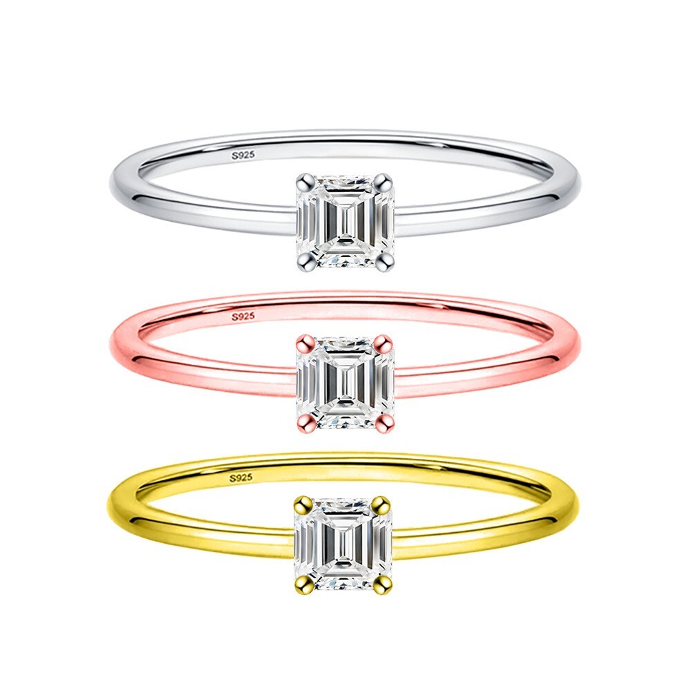 0.4ct Moissanite 4*4mm Diamond 925 Solid Silver Ring Engagement Rings for Women