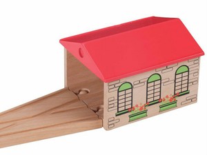 wooden train engine shed