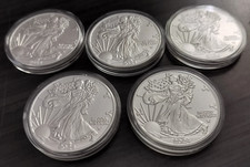 FIVE (5) 2024 SILVER AMERICAN EAGLES 1 OZ BULLION COINS LOT