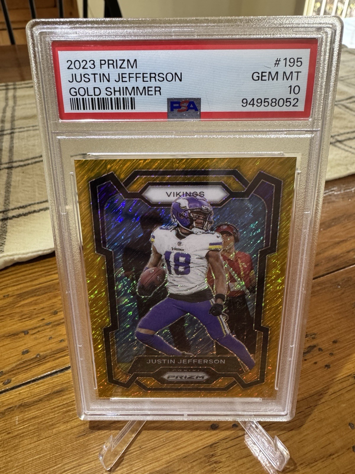 2023 Panini Prizm Football Justin Jefferson Gold Shimmer /10 PSA 10 Vikings
