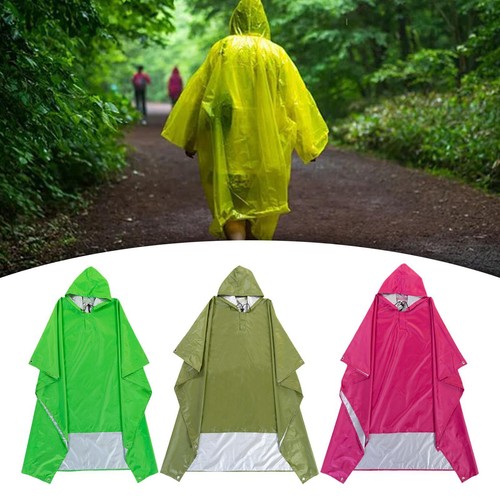 Hooded Rain Poncho Lightweight Rainwear Rain Cape Water Resistant for Adults - Picture 1 of 20