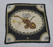 Atelier Versace 100 Silk Pocket Square or Scarf, Classical Music Motif 16" Sq