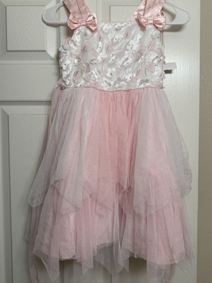 Jonna Mitchell Girls 7 Easter, Flower Girl , Spring Dress Pink & White