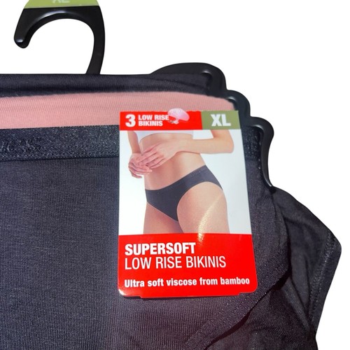 Paquete de 3 bikinis de tiro bajo supersuaves XL viscosa de bambú HANES ORIGINALS para mujer - Imagen 2 de 3