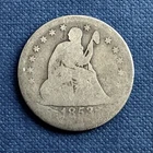 1853 Seated Liberty Quarter Rays and Arrows 90% Silver