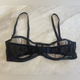 maison close polka dot bandeau ruched Black Bra Sexy Sheer Detail sz 34D