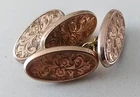 Antique Cufflinks foliate scroll engraved double faced rose gold fronts