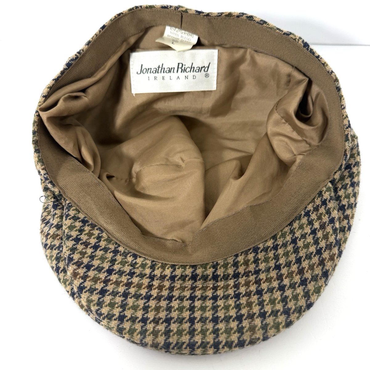 Jonathan Richard Ireland Flat Cap Wool Blend Houndstooth Newsboy