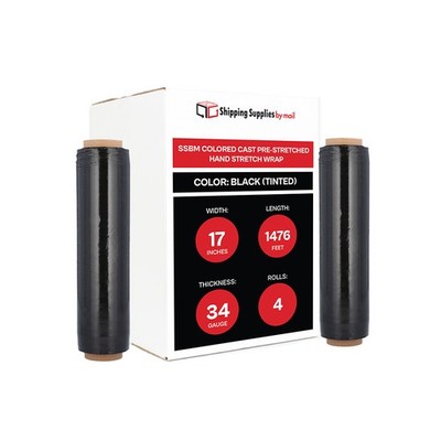 17'' x 1476'  4 Rolls Pallet Wrap Stretch Film Hand Shrink Wrap 1476FT Black