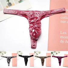 Hot Fashion Mens Thong Briefs Jockstrap Lingerie Patent Leather Sexy Stretchy