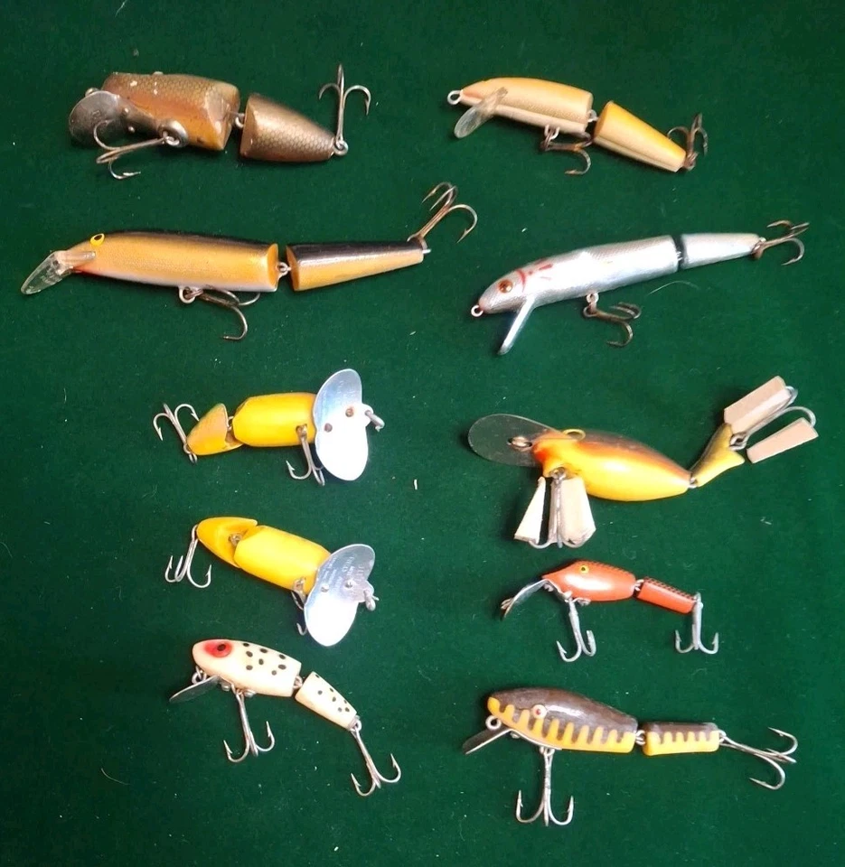 10 SEÑUELOS ARTICULADOS VINTAGE. ARBOGAST/RAPALA/PAW PAW/MIRACLE MINNOW/ETC Foto 2 de 4