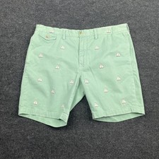 Vintage Polo Ralph Lauren Mens Shorts 38 Green Slim GI Fit Emboridered Sail Boat