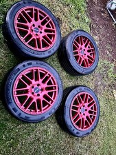 18 Red Powder Coated Rims-used With Slight Visible Road Rash