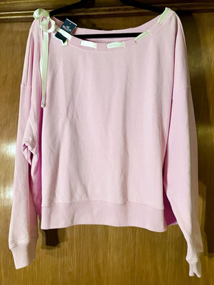 Hollister California Women s Pink Logo Crewneck Fleece Pullover Sweatshirt XL