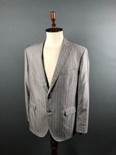 Boggi Milano Men's Blazer Size 56R Gray Wool Blend Striped Single-Breasted