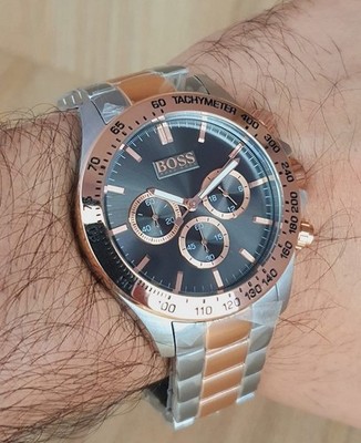 BOSS HERREN UHR 1513339 EDELSTAHL ZWEIFARBIGES ARMBAND & GRAUES ZIFFERBLATT ORIGINAL
