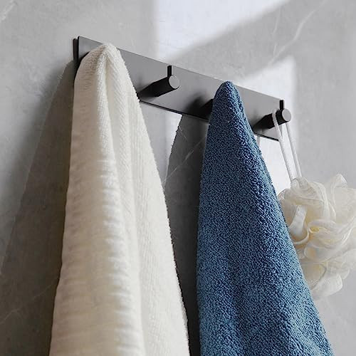 Self Adhesive Towel Hooks for Bathrooms Black Stick on Wall Hooks Bath - Picture 2 of 6