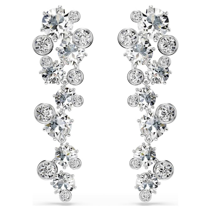 Swarovski Constella drop earrings Mixed cut, white, rhodium plated