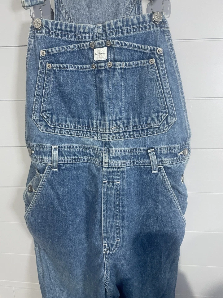 Mono vaquero vintage Calvin Klein para mujer mediano denim holgado años 90 Y2K ropa de trabajo Foto 3 de 4