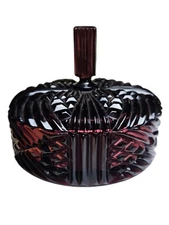 Vintage MCM Viking Glass Purple  Divided Covered Candy Dish