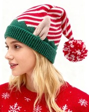 Christmas Elf Knitted Hat Ear Beanie Party Cap Adults Halloween New Year