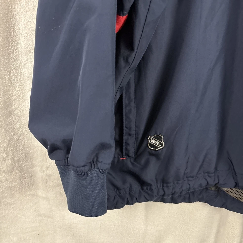 De colección Columbus Chaquetas Azul CCM Centro Rompevientos Para Hombres 2XL NHL Pullover Foto 2 de 4