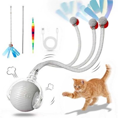 Interactive Cat Toys Ball，Automatic Interactive Cat Toy with 3 Modes, LED Lig...