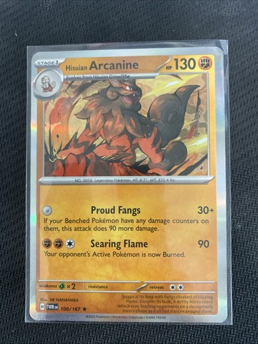 Hisuian Arcanine 100/167 Sv06: Twilight Masquerade Holo - Picture 1 of 2