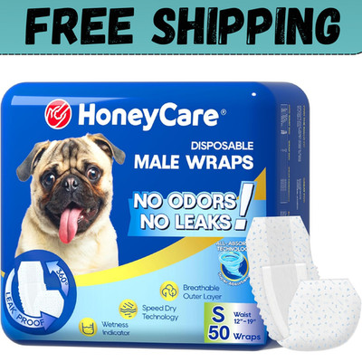 50 Pack Waist Disposable Dog Diapers Male Wraps Belly Bands Pet Soft All Sizes