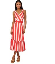 Adrianna Papell Womens Tie Strap Detail Midi Dress