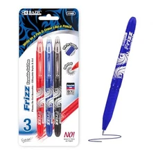 BAZIC Frizz Erasable Gel Pen 0.7mm Assorted Color, 1-Pack