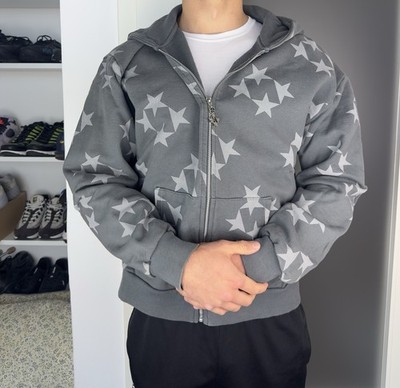 99based Bape-inspirierte Y2K Star Zip Jacke   Unisex, Grau, Berlin Streetwear