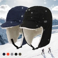 Winter Warm Fleece Lined Cap Military Trapper Hunting Hat Ear Flaps Pilot Cap US