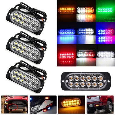 4Stk 12LED Auto Frontblitzer Warnleuchten Blitzlicht Strobe Leuchte LKW 12V-24V - Bild 1 von 4