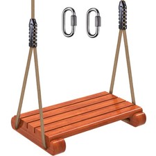 Wooden Swing Seat with Adjustable Rope  Heavy Duty Flat Tree Swing for Adult...