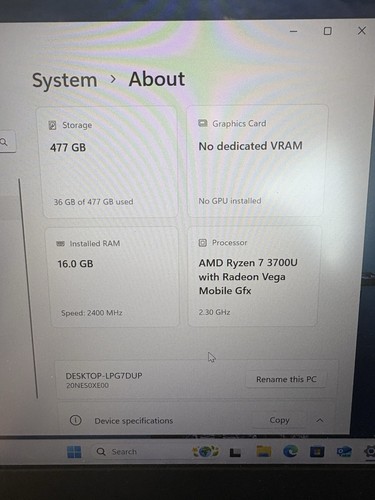 ThinkPad E495 Ryzen 7 Pro/ Radeon Vega Graphics 16GB RAM 500GB SSD WIN 11/Webcam - Picture 7 of 7