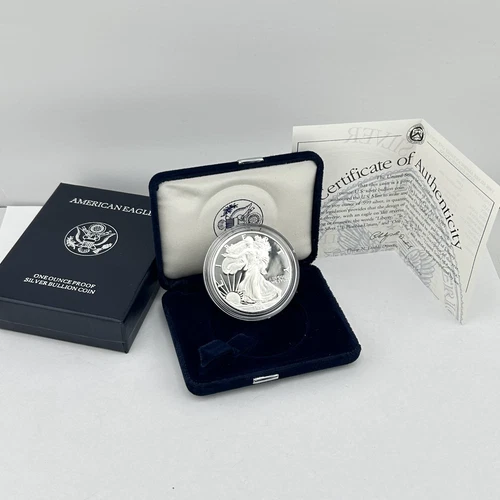 1996-P American Silver Eagle 1 oz Fine Bullion Proof Coin Set ~ Box and COA OGP