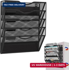 5-Tier Magnetic File Holder, No Drilling Installation File Cabinet Organizer, Bl