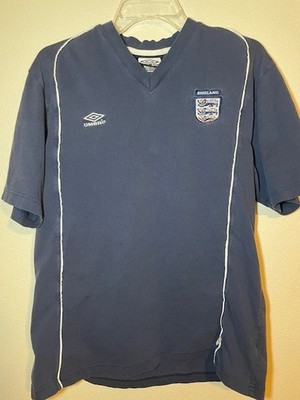 Umbro England Soccer Jersey Mens M Blue Short Sleeve V Neck
