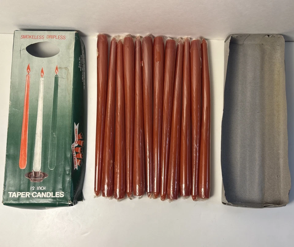 Velas cónicas rojas vintage Liberty Bell de 12 pulgadas sin humo sin goteo 12 unidades nuevas en stock Foto 4 de 4