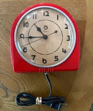Vintage Telechron 2H07 "Buffet" Electric Wall Clock Red Works New Cord