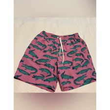 Chubbies Pink Swim Shorts with Teal Alligator Print