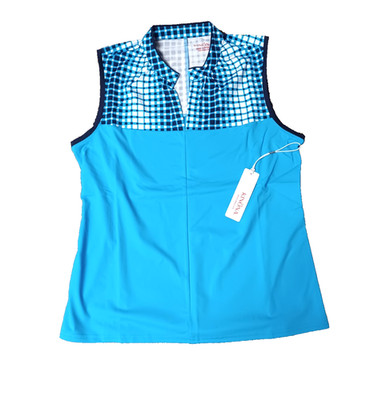 SANDY PAR SLEEVLESS GOLF TOP PACIFIC BLUE SIZE SMALL