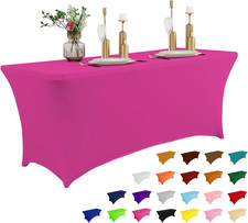 4FT Table Cloth for Rectangular Fitted Events Stretch Fuchsia Table Covers Washa
