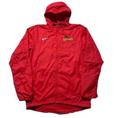 Nike Windbreaker Jacket Men s Small Red Zip Track & Field Running Sportswear USA