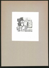 Exlibris Valerie Nossora, Frau am Lesen, Maske