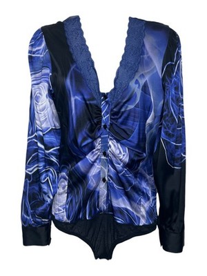 Class by Roberto Cavalli Silk Printed Bodysuit
