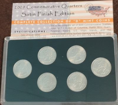 2009 Satin Finish US Territories Quarters Denver Mint Set DC, PR, GU, AS, VI