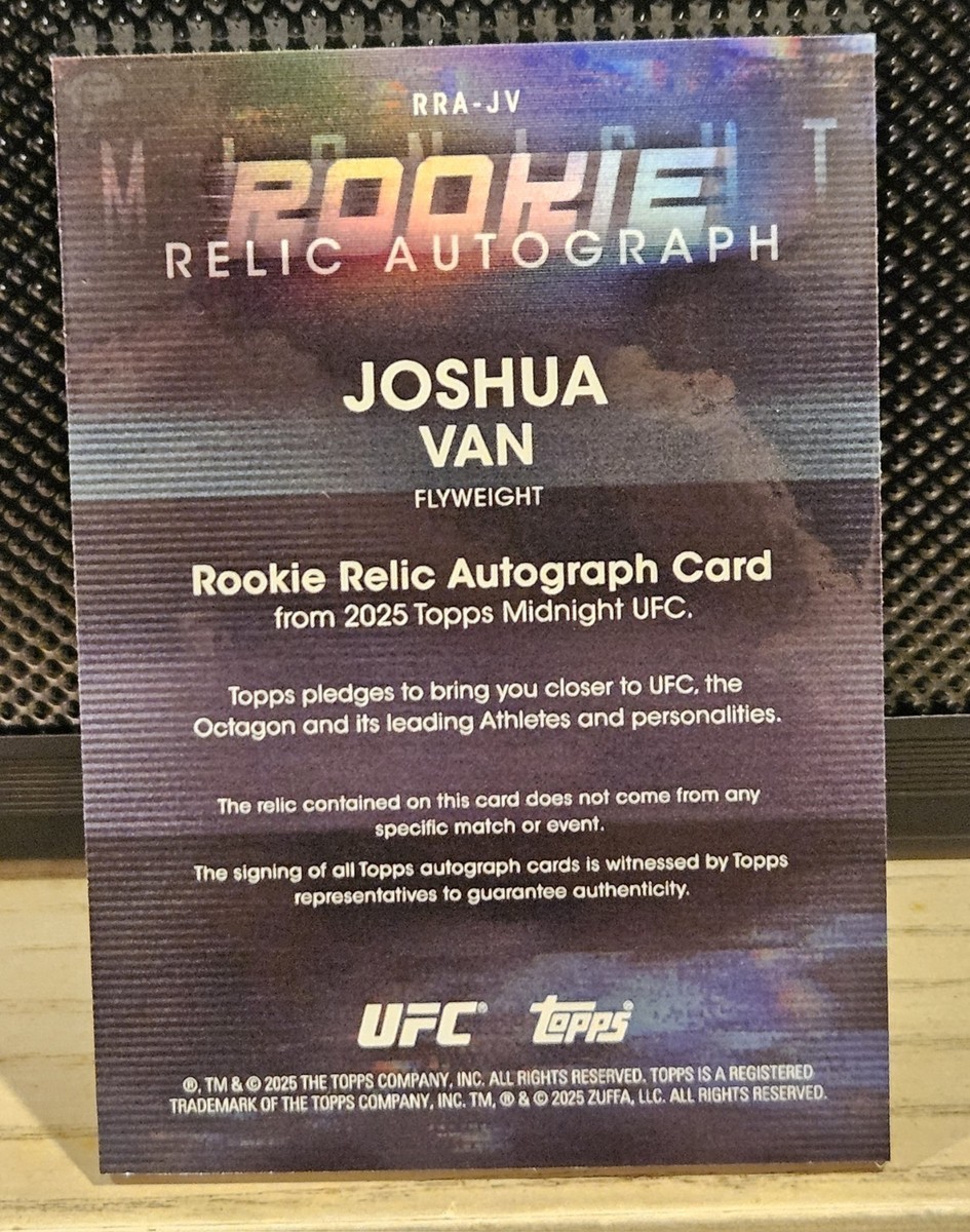 2025 Topps UFC Midnight Joshua Van Rookie Auto Relic /75 Red
