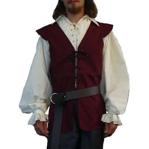 Male Waistcoat Vest Medieval Sleeveless Slim Top V-Neck Bandage Casual - Picture 8 of 17